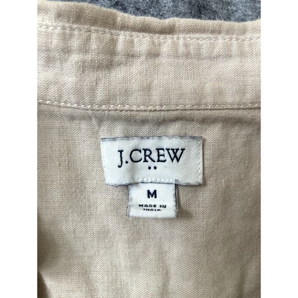 J. Crew Shirt Womens Medium Linen Blend Top Collared beige Short Sleeve - Picture 2 of 6